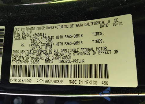 2022 Toyota Tacoma Limited z USA, uszkodzony, nr VIN 3TMEZ5CN6NM161280